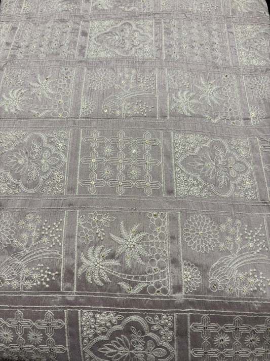 Embroidered tusser silk