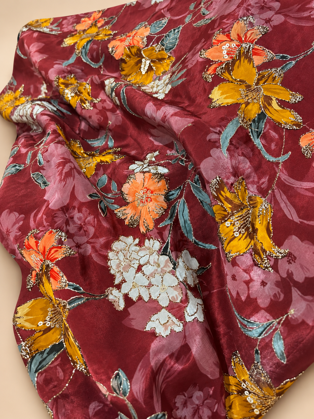 Luxe Floral Crepe Fabric - 44"