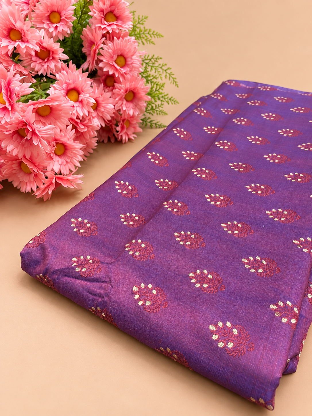 Pure Banarsi Brocade Fabric - Purple (44")