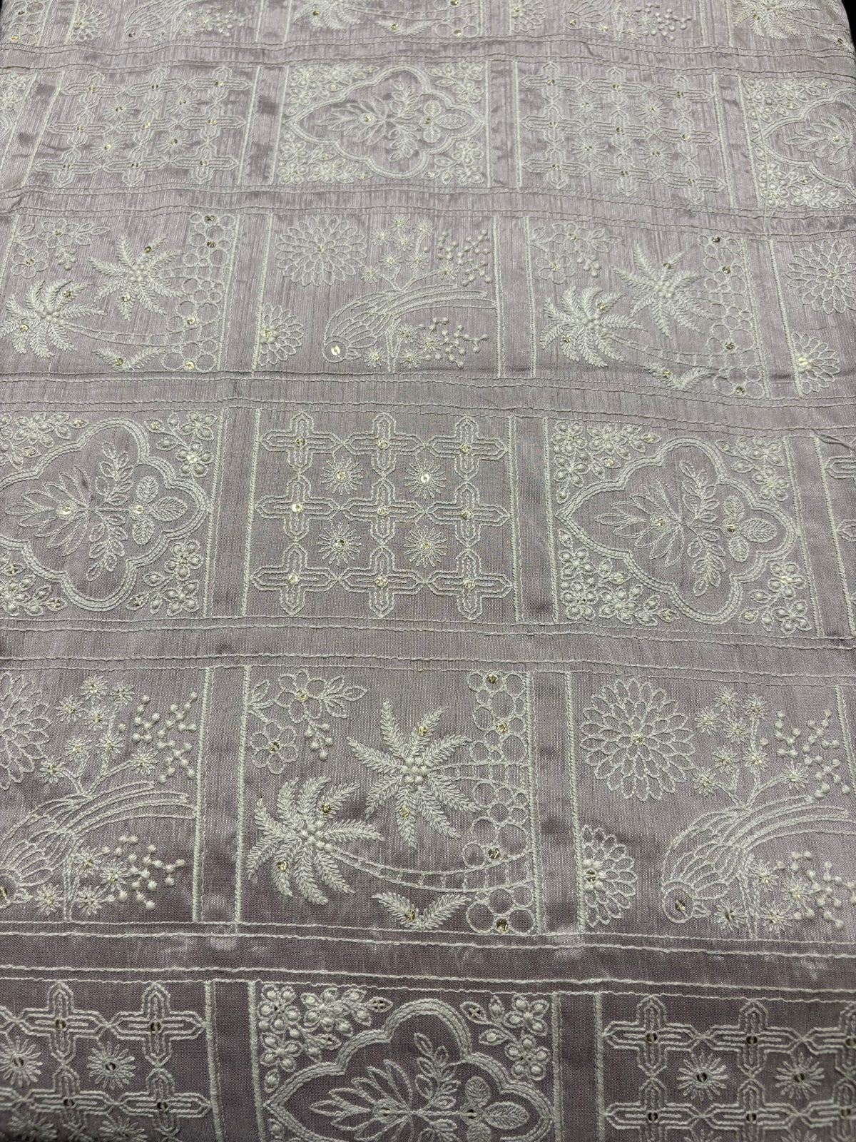 Embroidered tusser silk