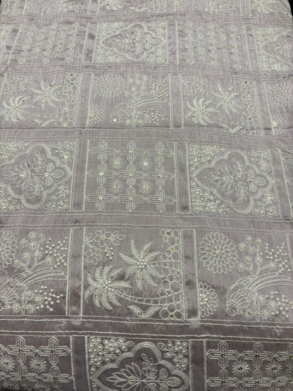 Embroidered tusser silk