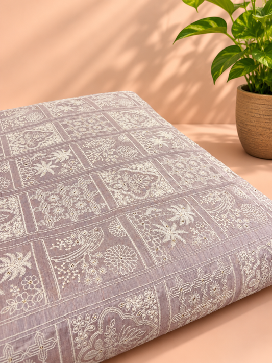 Embroidered tusser silk
